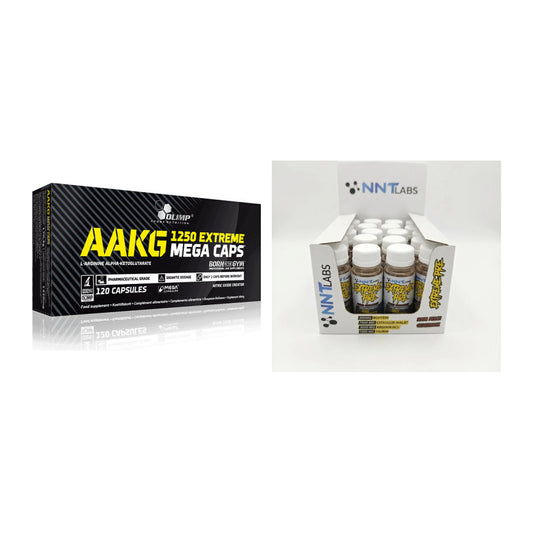 Pump-Set: Olimp AAKG Extreme Mega Caps + NNT Extreme Pre-Workout Shot – alle enthaltenen Artikel