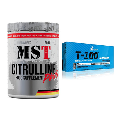 Pump-Set: MST Citrulline Malat 500g + Olimp T-100 Hardcore – alle enthaltenen Artikel