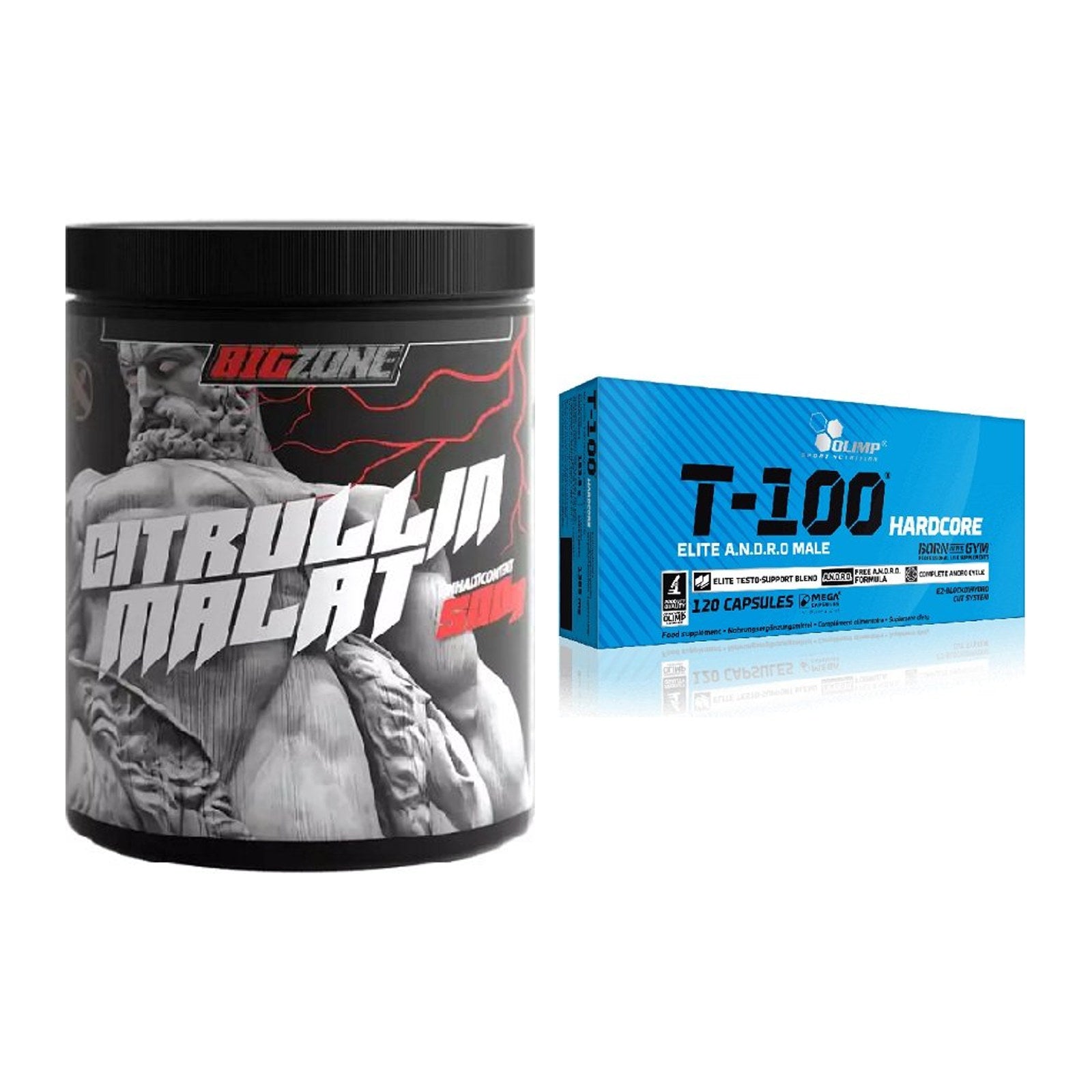 Pump-Set: Big Zone Citrullin Malat + Olimp T-100 Hardcore – alle enthaltenen Artikel