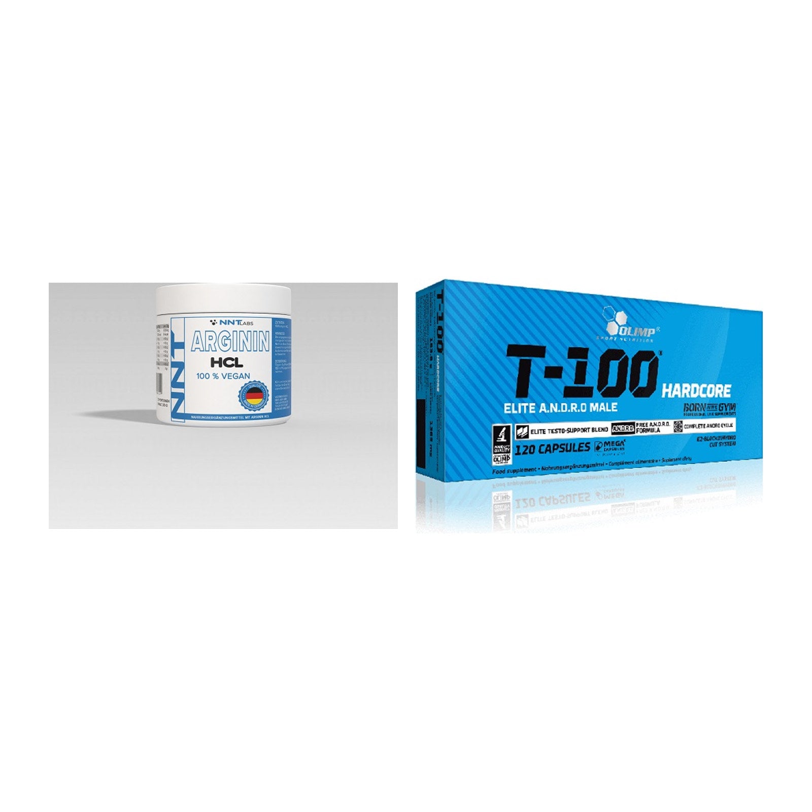 Pump-Set: NNT Arginin + Olimp T-100 Hardcore – alle enthaltenen Artikel
