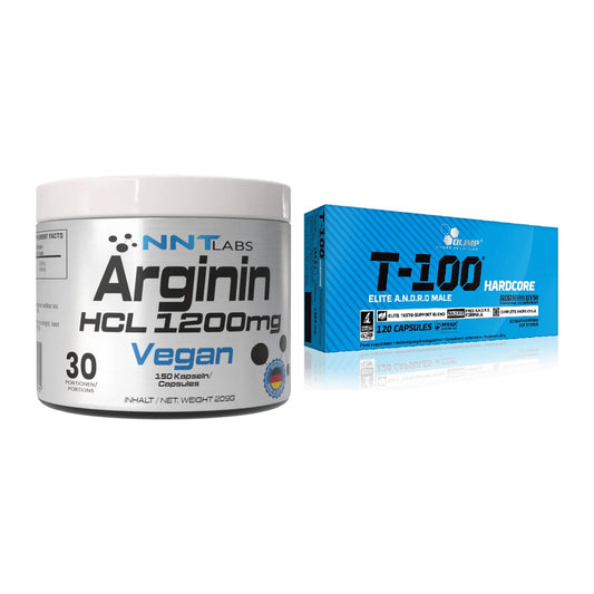 Pump-Set: NNT Arginin HCL 1200 mg + Olimp T-100 Hardcore – alle enthaltenen Artikel