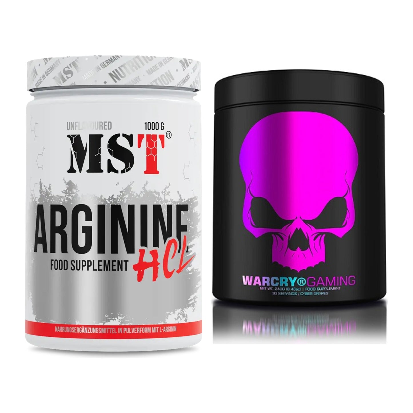 Pump-Set: MST Arginine HCL + Genius Nutrition Warcry Gaming – alle enthaltenen Artikel
