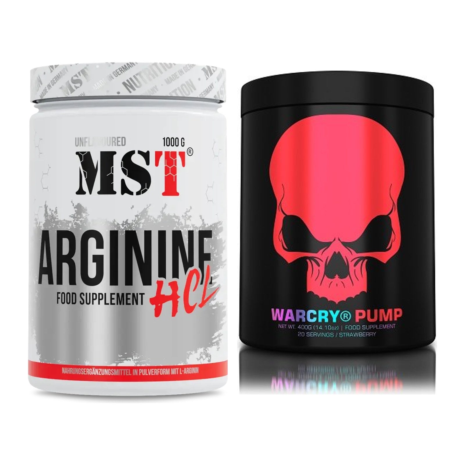 Pump-Set: MST Arginine HCL + Genius Nutrition Warcry PUMP 400g – alle enthaltenen Artikel