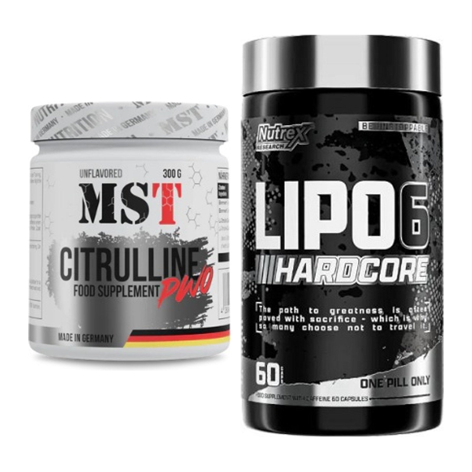 Pump-Set: MST Citrulline Malat 300g + Nutrex Lipo 6 Hardcore – alle enthaltenen Artikel