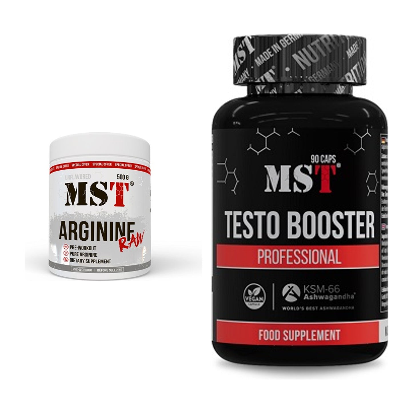Pump-Set: MST Arginine RAW + MST Testo Booster Professional – alle enthaltenen Artikel