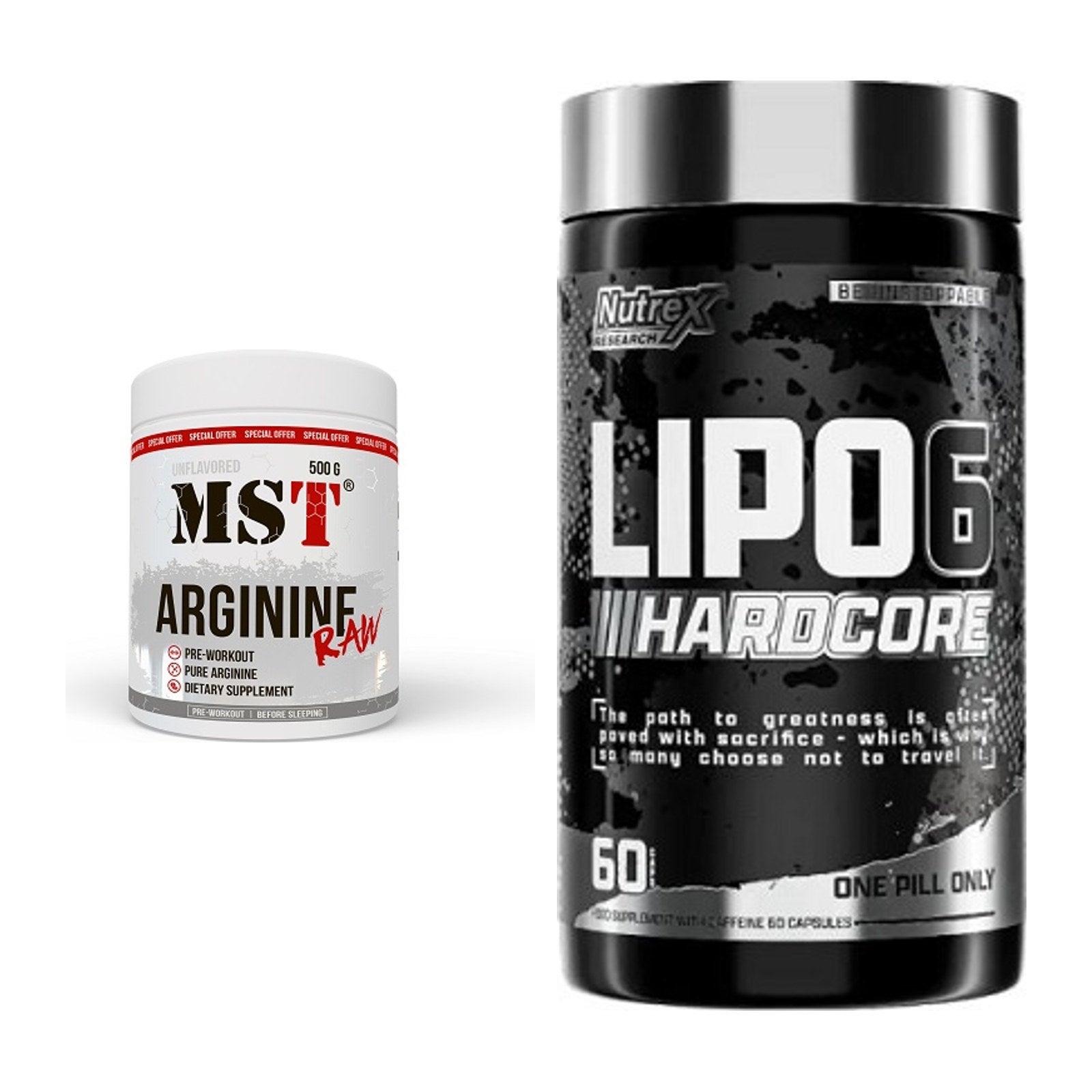 Pump-Set: MST Arginine RAW + Nutrex Lipo 6 Hardcore – alle enthaltenen Artikel