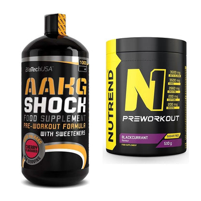 Pump-Set: BioTech AAKG Shock Extreme + Nutrend N1 Preworkout 510g – alle enthaltenen Artikel