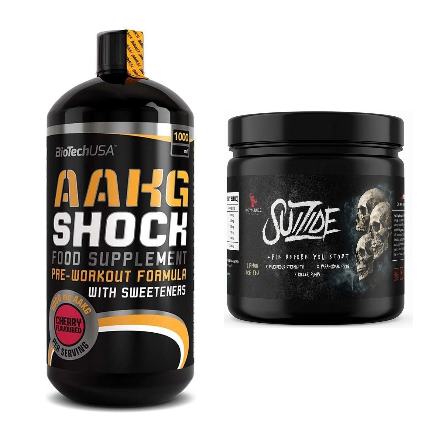 Pump-Set: BioTech AAKG Shock Extreme + #GYMJUICE SUIZIDE Booster – alle enthaltenen Artikel