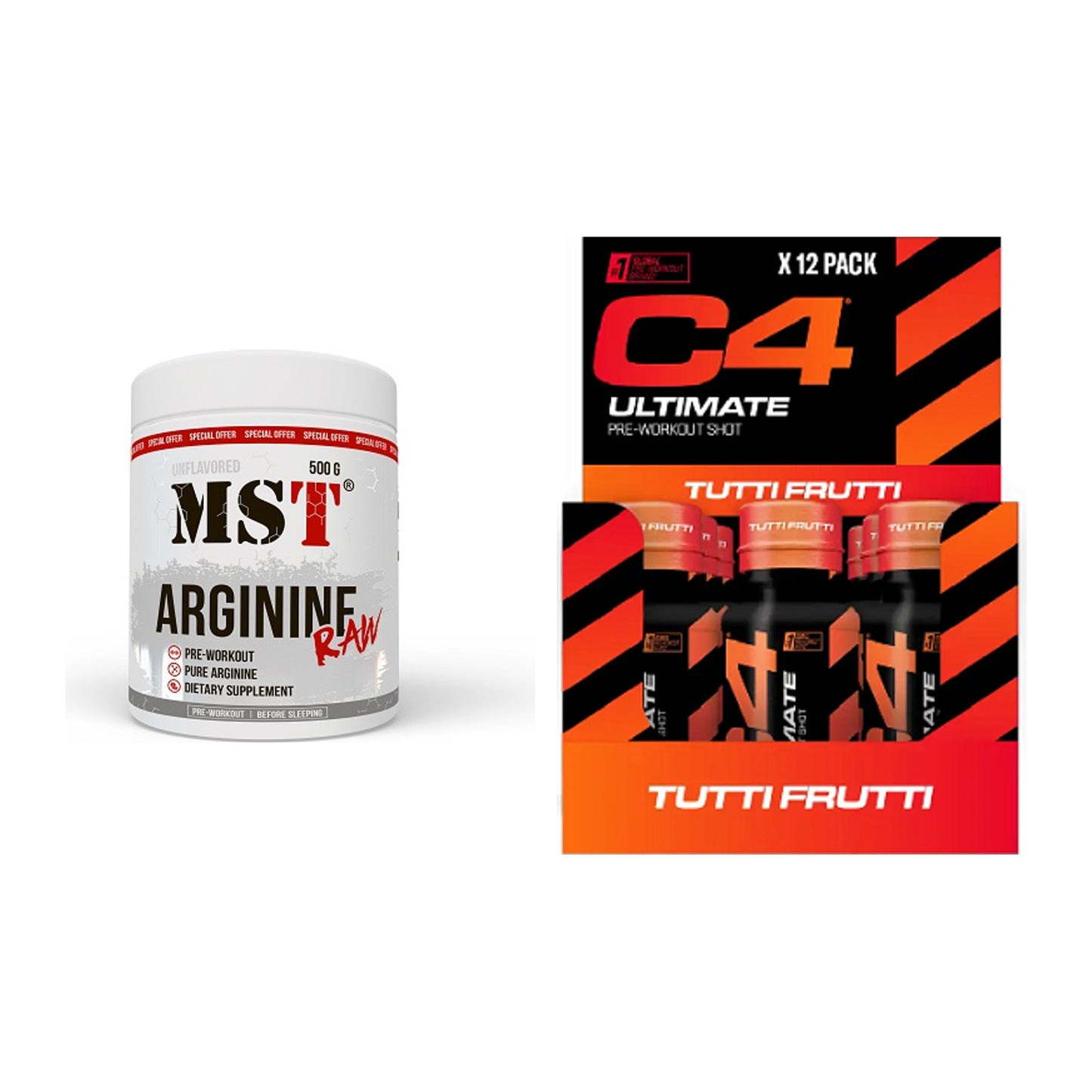 Pump-Set: MST Arginine RAW + Cellucor C4 Ultimate Pre-Workout – alle enthaltenen Artikel