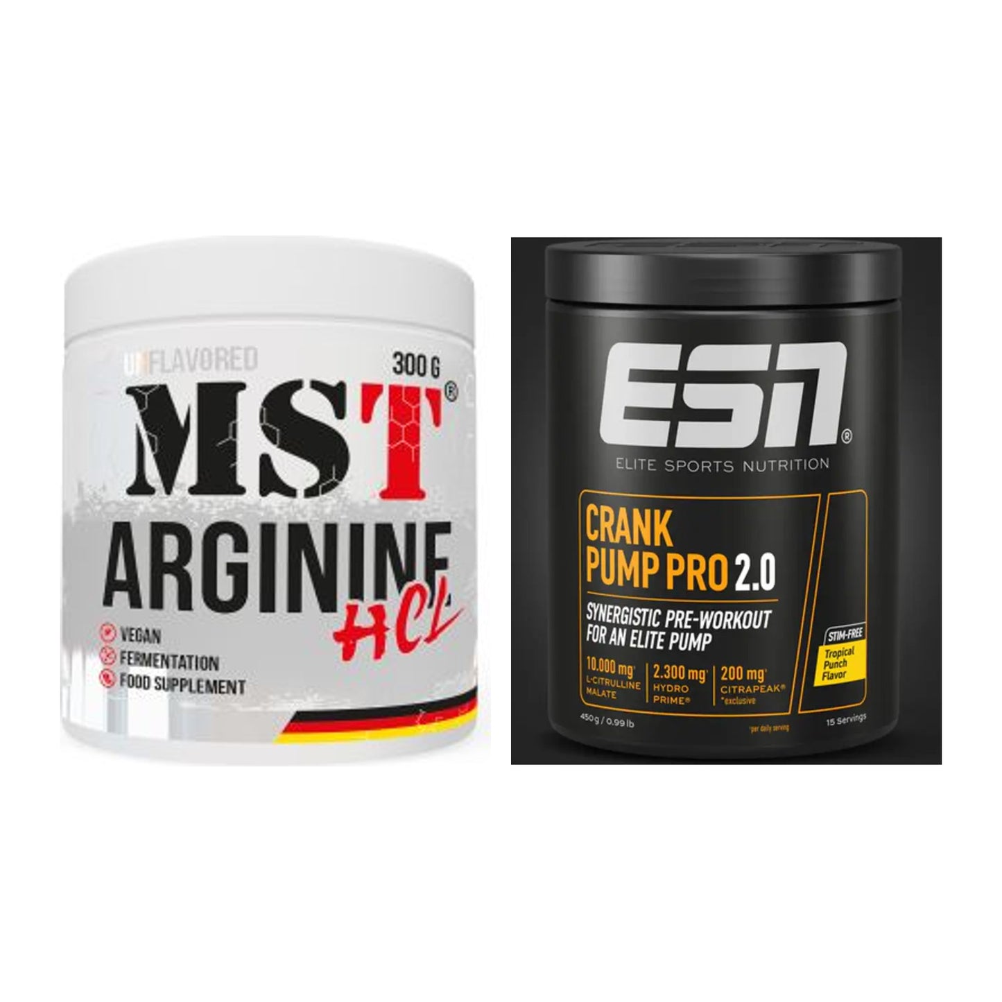 Pump-Set: MST Arginine HCL + ESN Crank Pump Pro 2.0 – alle enthaltenen Artikel