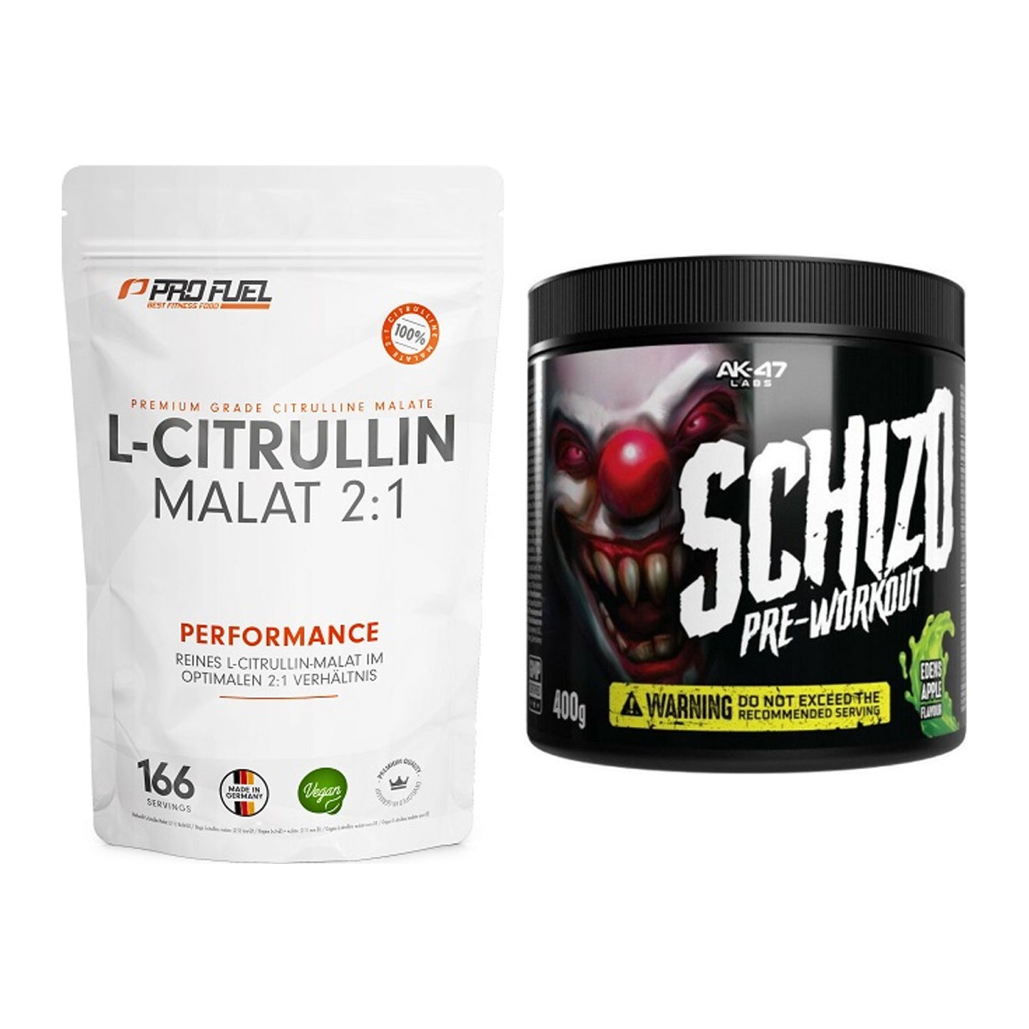 Pump-Set: ProFuel L-Citrullin Malat + AK47 Labs Schizo Pre-Workout – alle enthaltenen Artikel