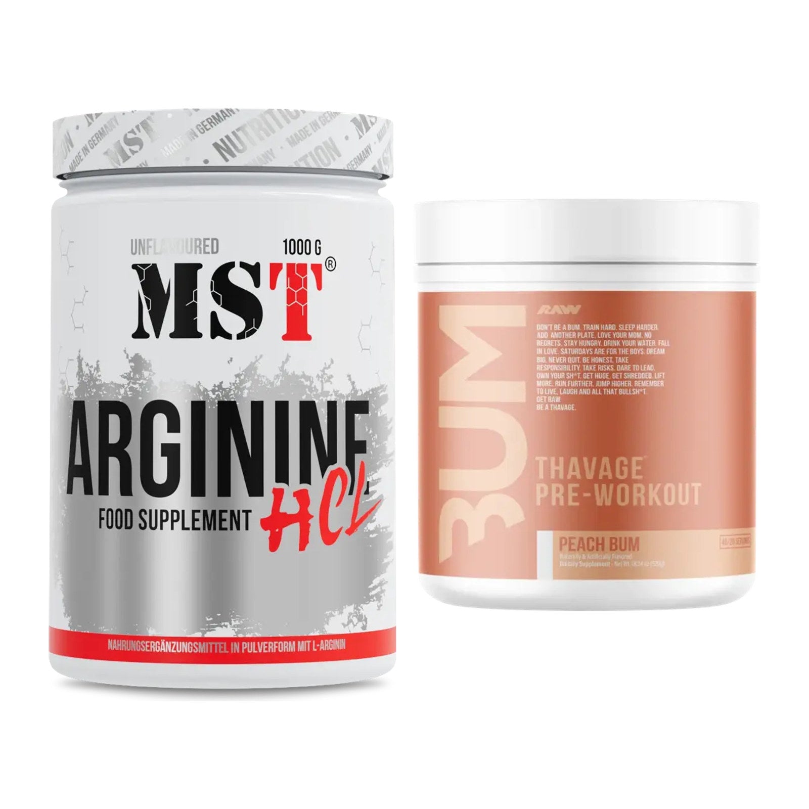 Pump-Set: MST Arginine HCL + RAW Nutrition CBUM Thavage – alle enthaltenen Artikel