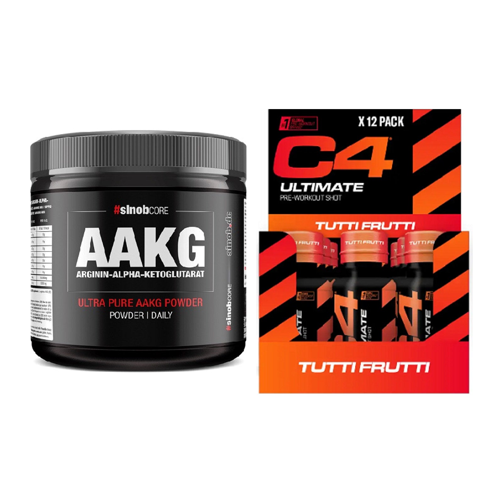 Pump-Set: Sinob Core Arginin AAKG + Cellucor C4 Ultimate – alle enthaltenen Artikel