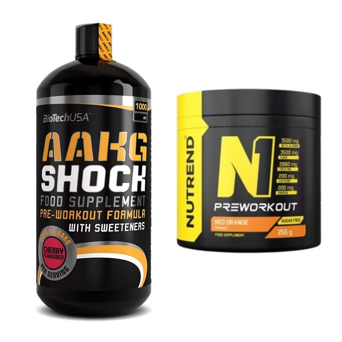Pump-Set: BioTech AAKG Shock Extreme + Nutrend N1 Preworkout 255g NEU – alle enthaltenen Artikel