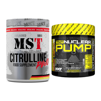 Pump-Set: MST Citrulline Malat 500g + NXT Nutrition TNT Nuclear Pump – alle enthaltenen Artikel