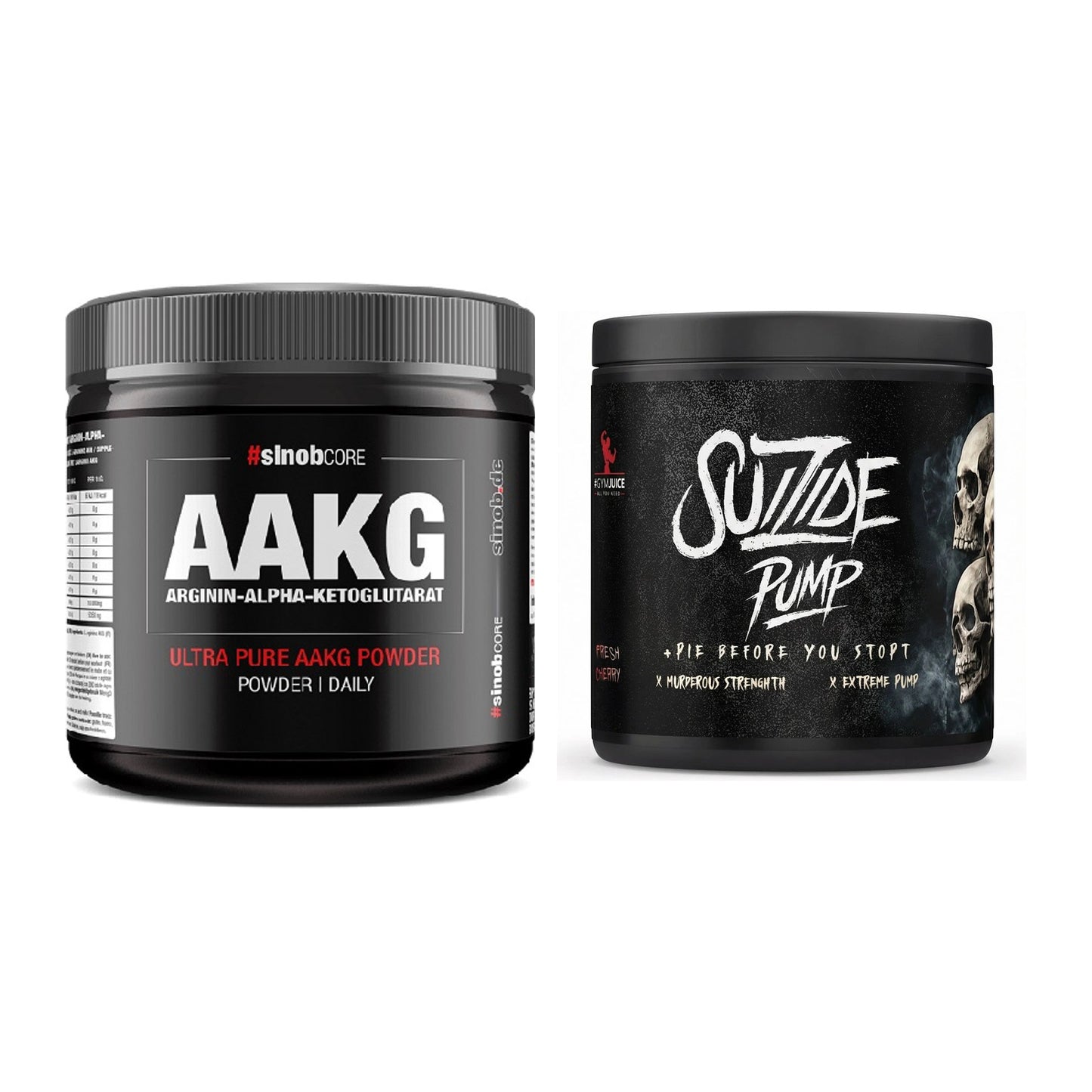 Pump-Set: Sinob Core Arginin AAKG Pulver + #GYMJUICE SUIZIDE PUMP – alle enthaltenen Artikel