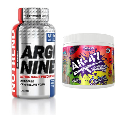 Pump-Set: Nutrend Arginine + AK47 Labs Pre-Workout Paranoia – alle enthaltenen Artikel