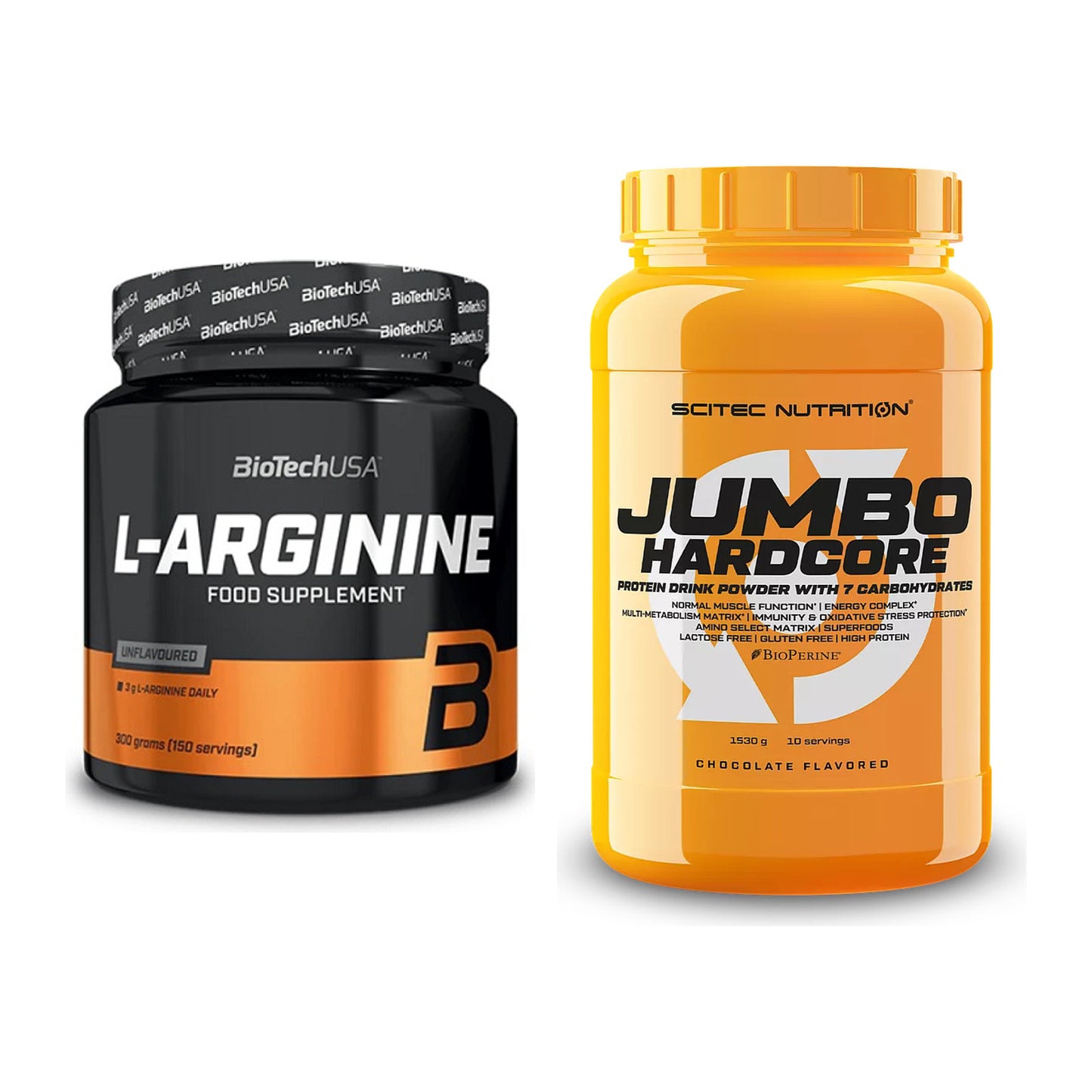 Pump-Set: BioTech L-Arginin + Scitec Jumbo Hardcore1530g – alle enthaltenen Artikel