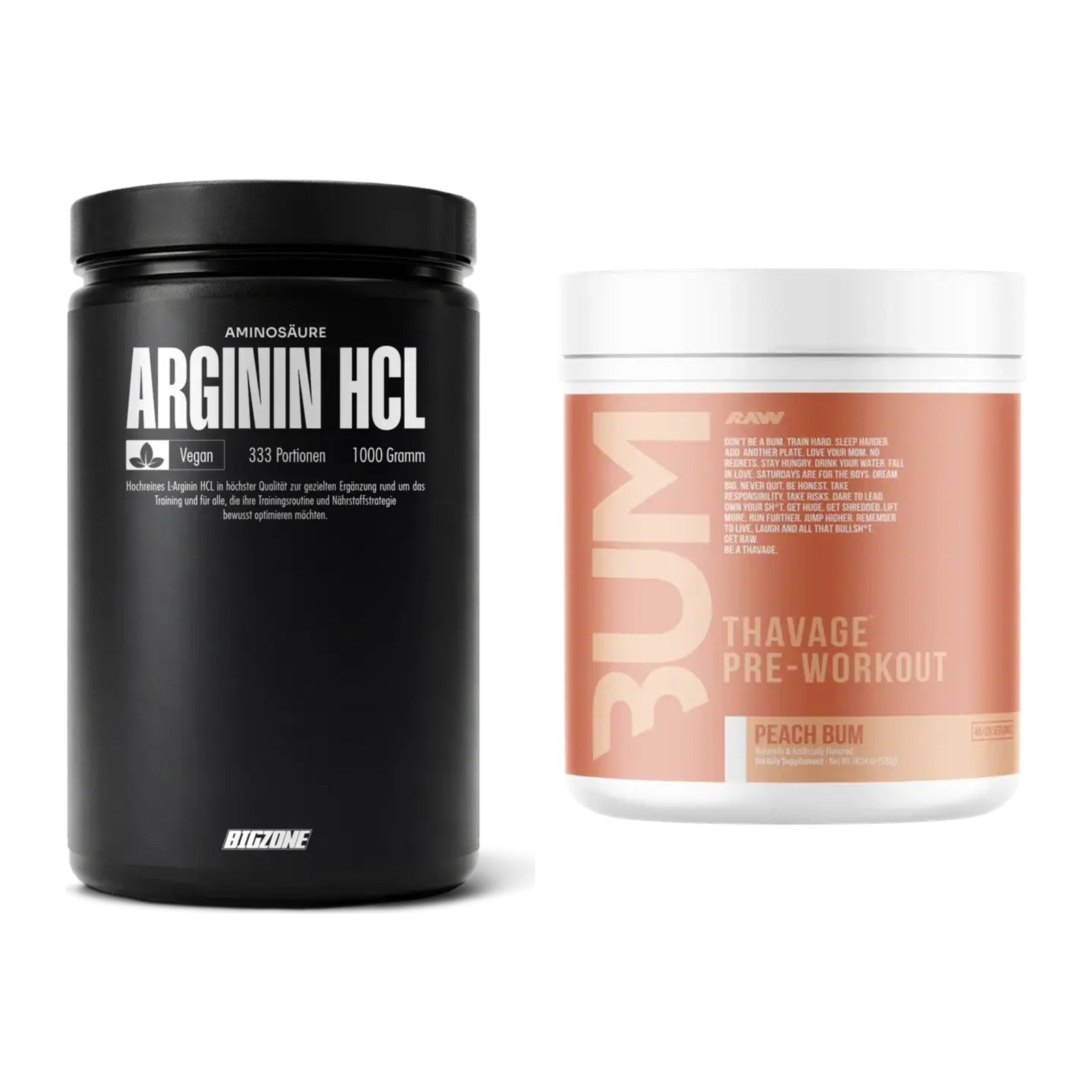 Pump-Set: Big Zone L-Arginin + RAW Nutrition CBUM Thavage – alle enthaltenen Artikel