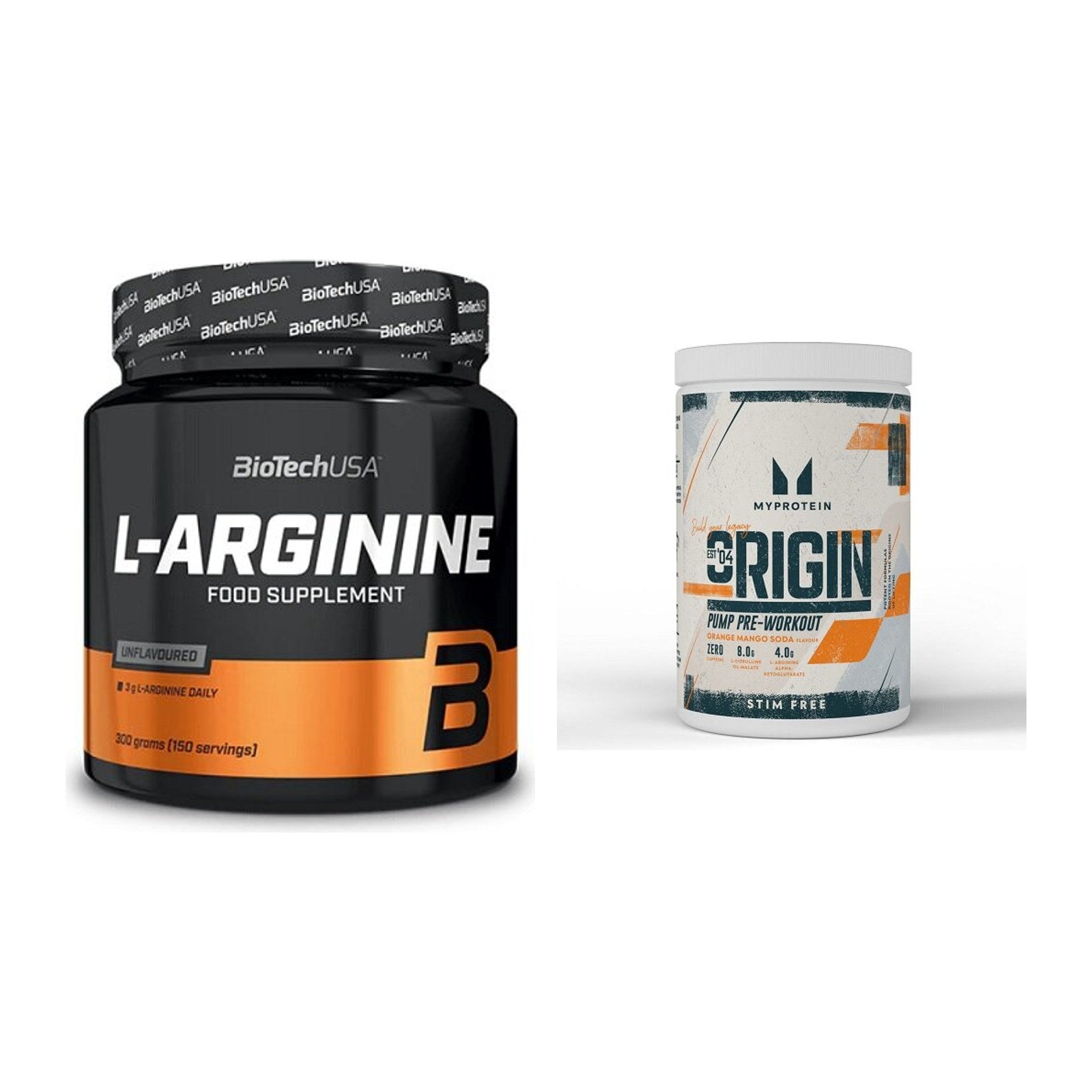 Pump-Set: BioTech L-Arginin + MyProtein Origin Pump Pre-Workout – alle enthaltenen Artikel
