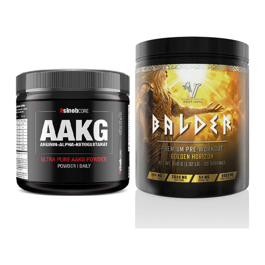 Pump-Set: Sinob Core Arginin AAKG + Viking Power Balder PWO 600g – alle enthaltenen Artikel