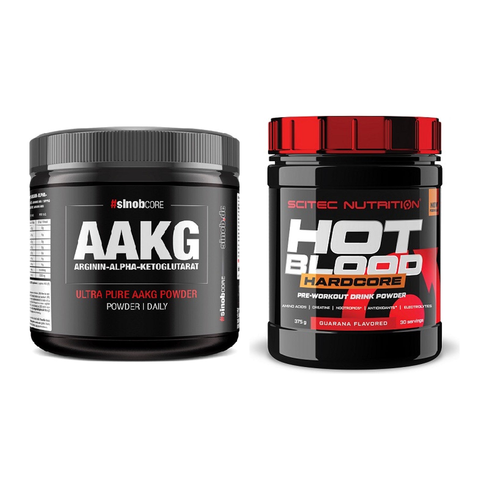 Pump-Set: Sinob Core Arginin AAKG Pulver + Scitec Hot Blood Hardcore – alle enthaltenen Artikel
