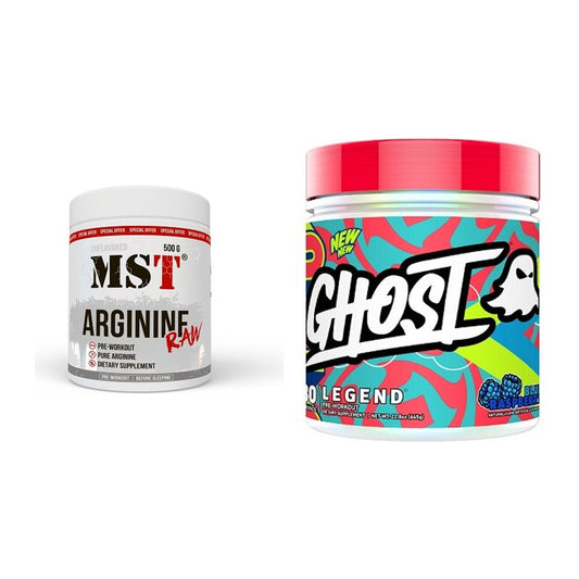 Pump-Set: MST Arginine RAW + Ghost Legend V4 30 Serv. 645g – alle enthaltenen Artikel