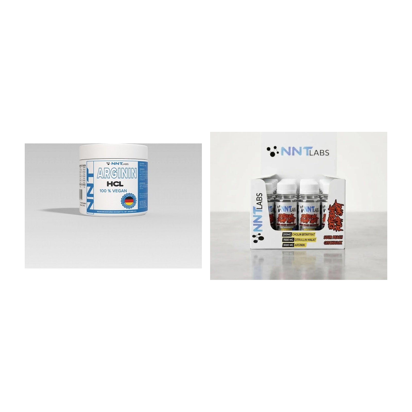 Pump-Set: NNT Arginin + NNT Extreme Pump Shot – alle enthaltenen Artikel