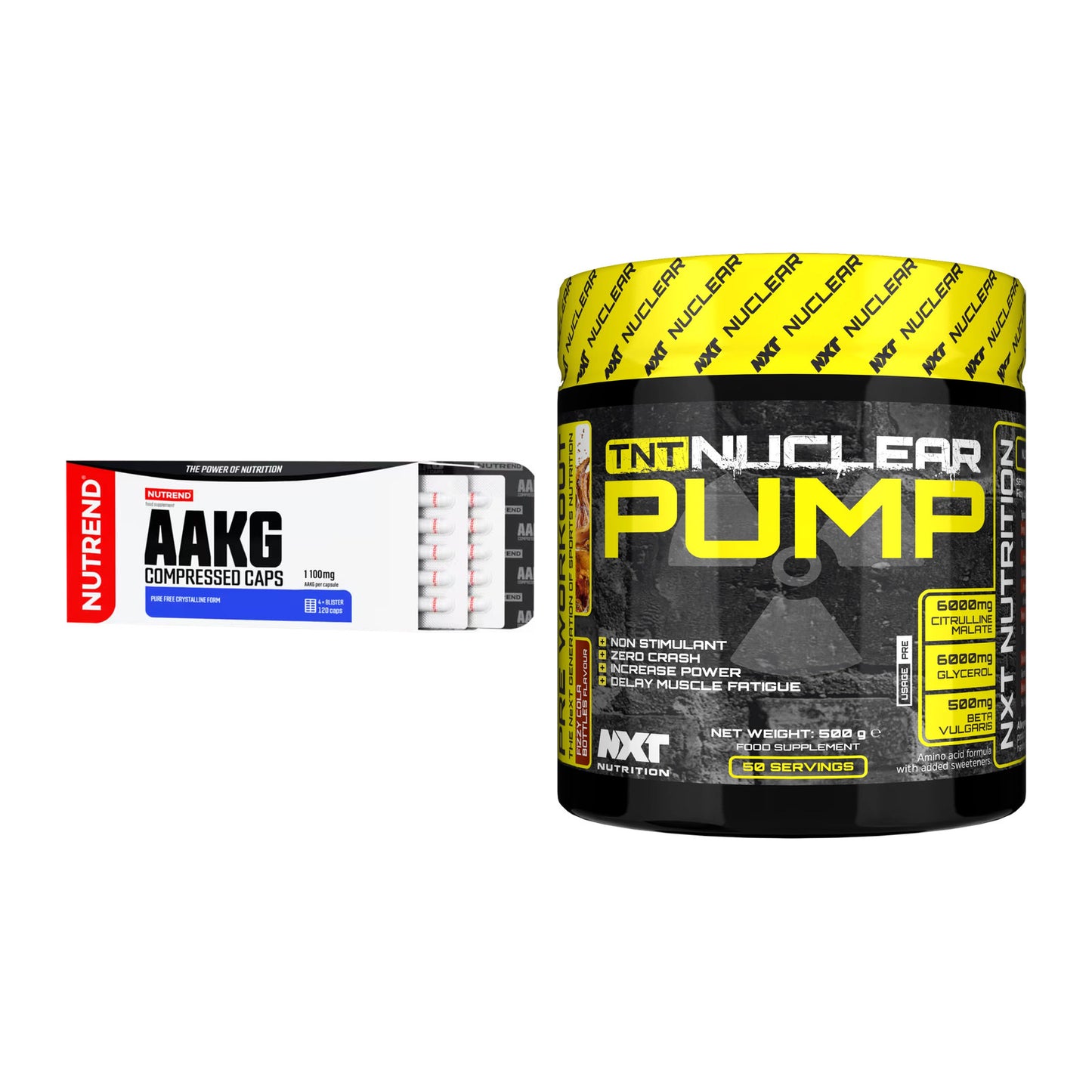 Pump-Set: Nutrend AAKG Compressed + NXT Nutrition TNT Nuclear – alle enthaltenen Artikel