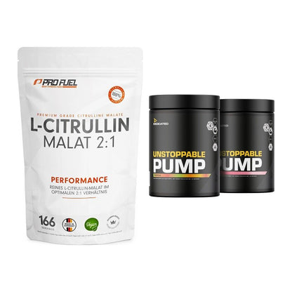 Pump-Set: ProFuel L-Citrullin Malat + Dedicated Unstoppable Pump 405g – alle enthaltenen Artikel