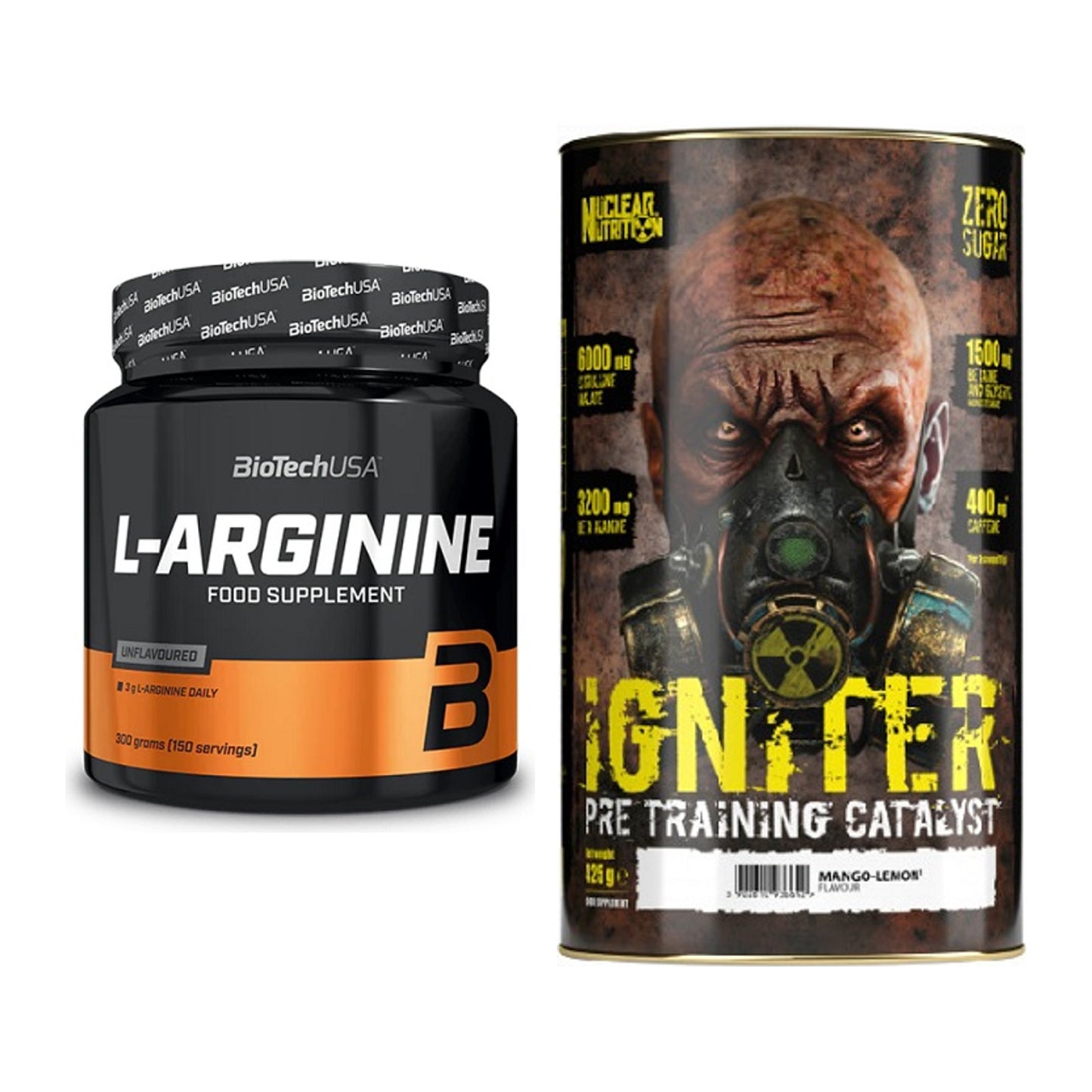 Pump-Set: BioTech L-Arginin + Nuclear Nutrition IGNITER Booster – alle enthaltenen Artikel