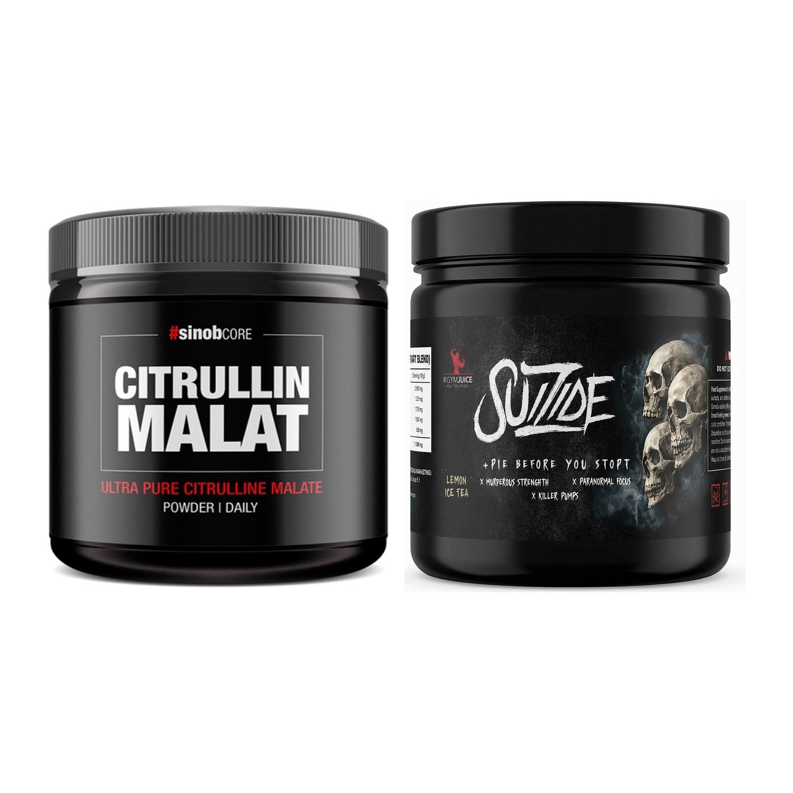 Pump-Set: Sinob Core L-Citrullin Malat + #GYMJUICE SUIZIDE Booster – alle enthaltenen Artikel