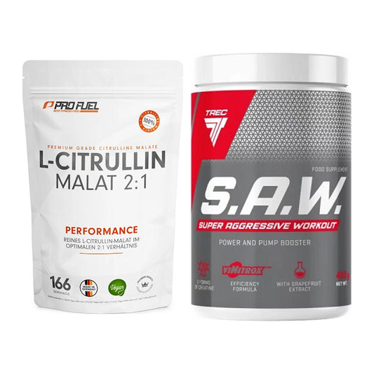 Pump-Set: ProFuel L-Citrullin Malat + Trec Nutrition SAW Booster – alle enthaltenen Artikel