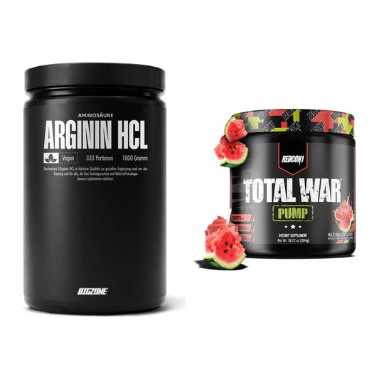 Pump-Set: Big Zone L-Arginin + Redcon1 Total War PUMP (Plum – alle enthaltenen Artikel