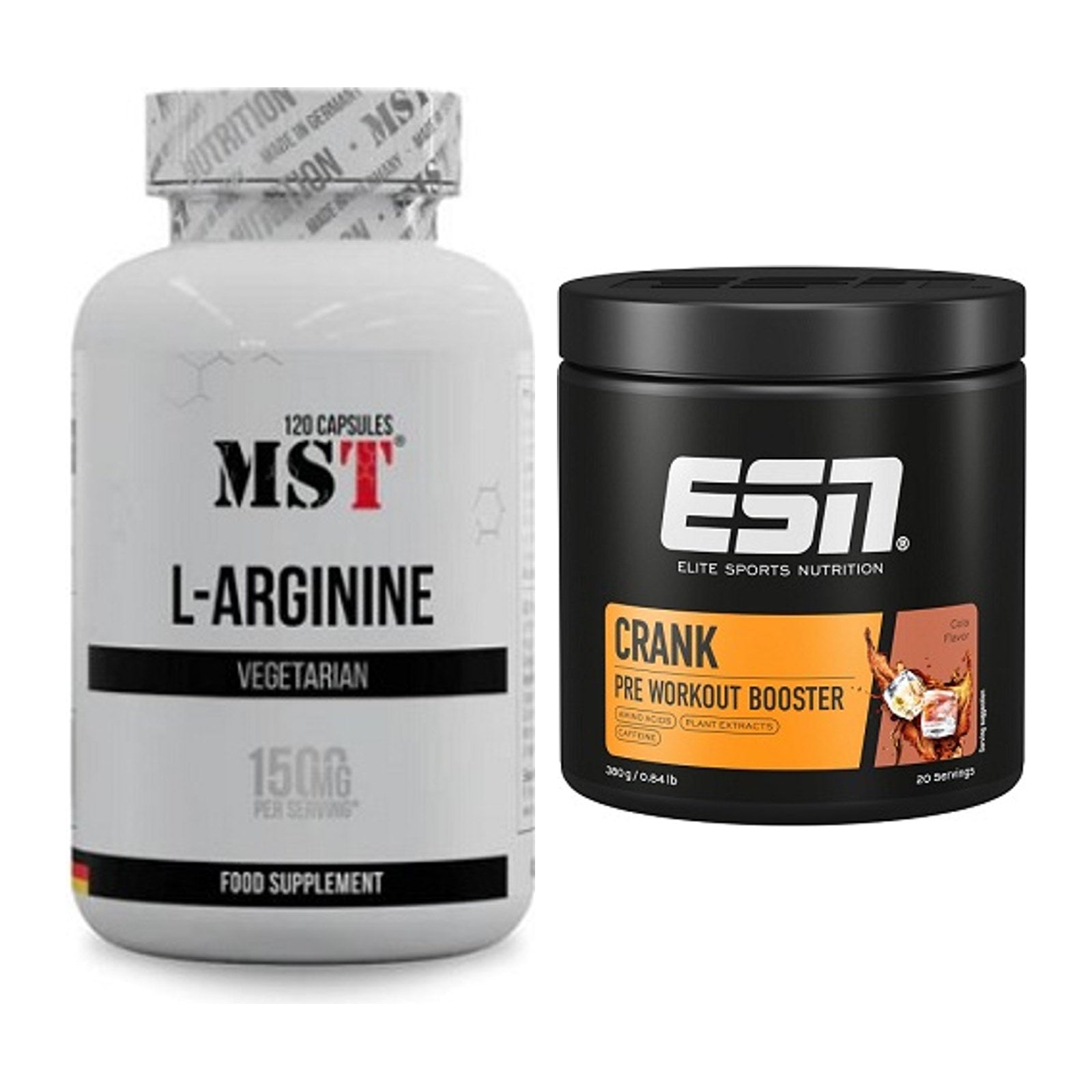 Pump-Set: MST L-Arginine 120 Kaps. + ESN Crank Booster – alle enthaltenen Artikel