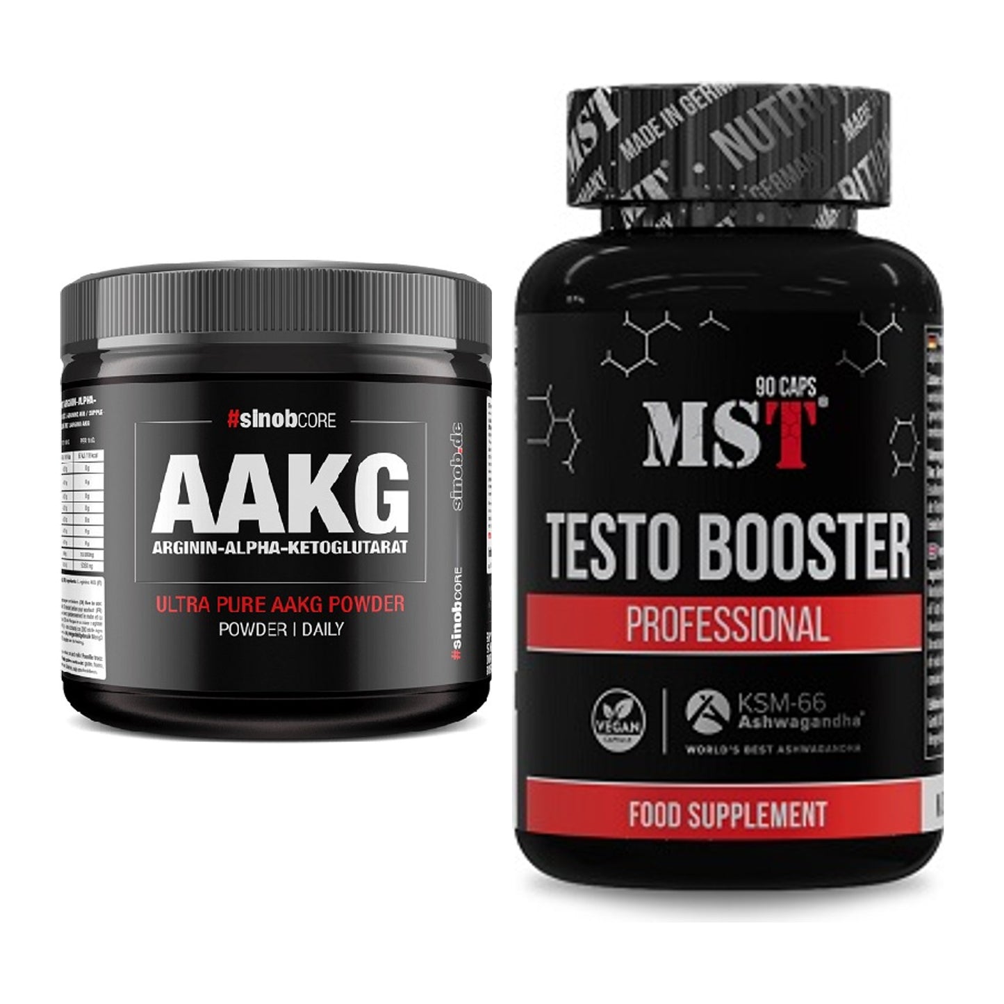 Pump-Set: Sinob Core Arginin AAKG + MST Testo Booster – alle enthaltenen Artikel