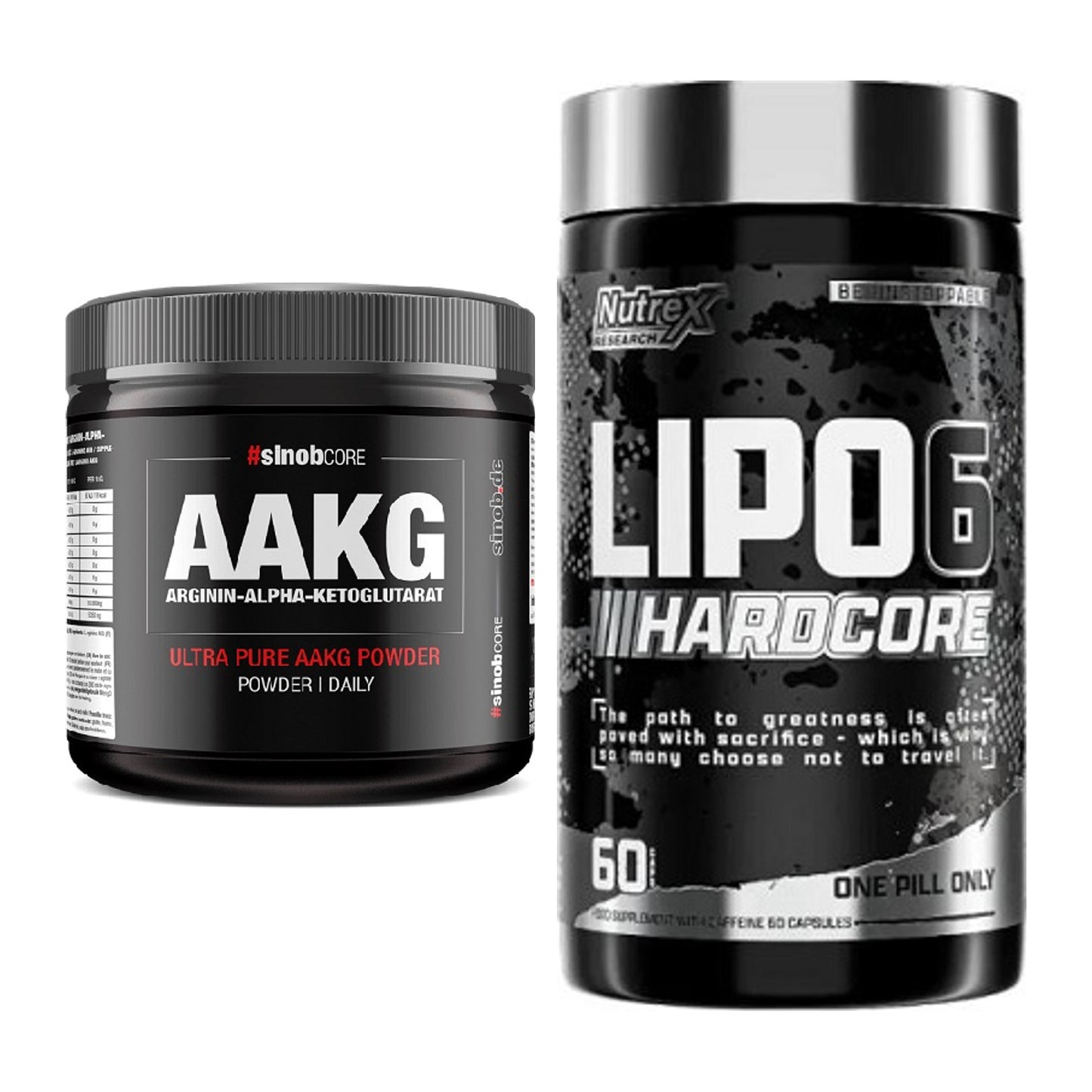 Pump-Set: Sinob Core Arginin AAKG Pulver + Nutrex Lipo 6 Hardcore – alle enthaltenen Artikel