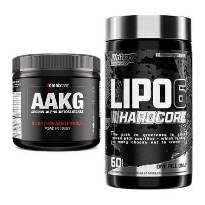 Pump-Set: Sinob Core Arginin AAKG Pulver + Nutrex Lipo 6 Hardcore – alle enthaltenen Artikel