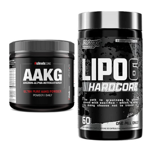 Pump-Set: Sinob Core Arginin AAKG Pulver + Nutrex Lipo 6 Hardcore – alle enthaltenen Artikel