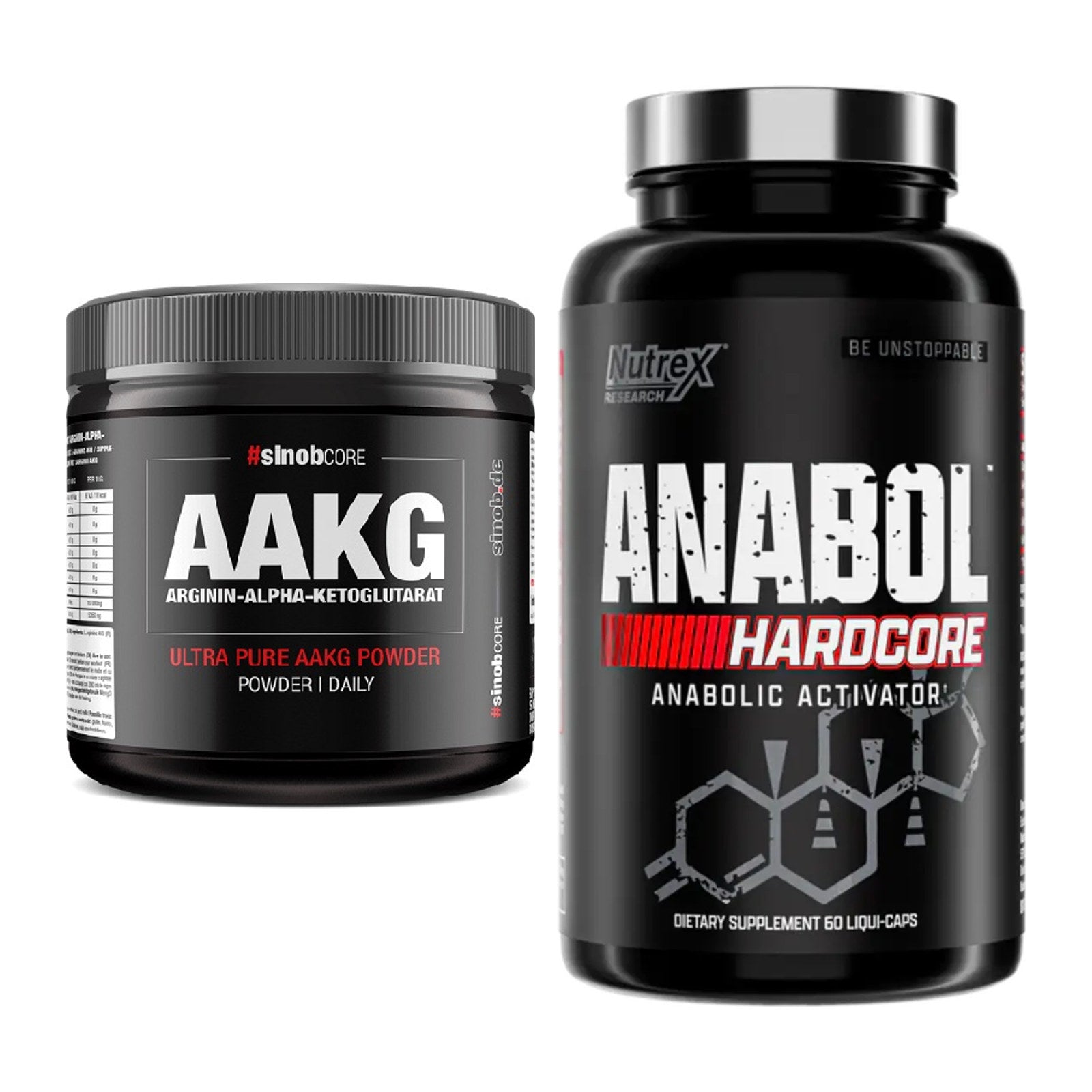Pump-Set: Sinob Core Arginin AAKG Pulver + Nutrex Anabol Hardcore – alle enthaltenen Artikel