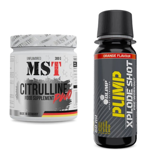 Pump-Set: MST Citrulline Malat 300g + Olimp Pump Xplode Shot – alle enthaltenen Artikel