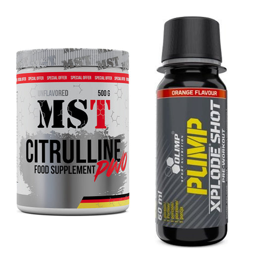 Pump-Set: MST Citrulline Malat 500g + Olimp Pump Xplode Shot 9x60ml – alle enthaltenen Artikel