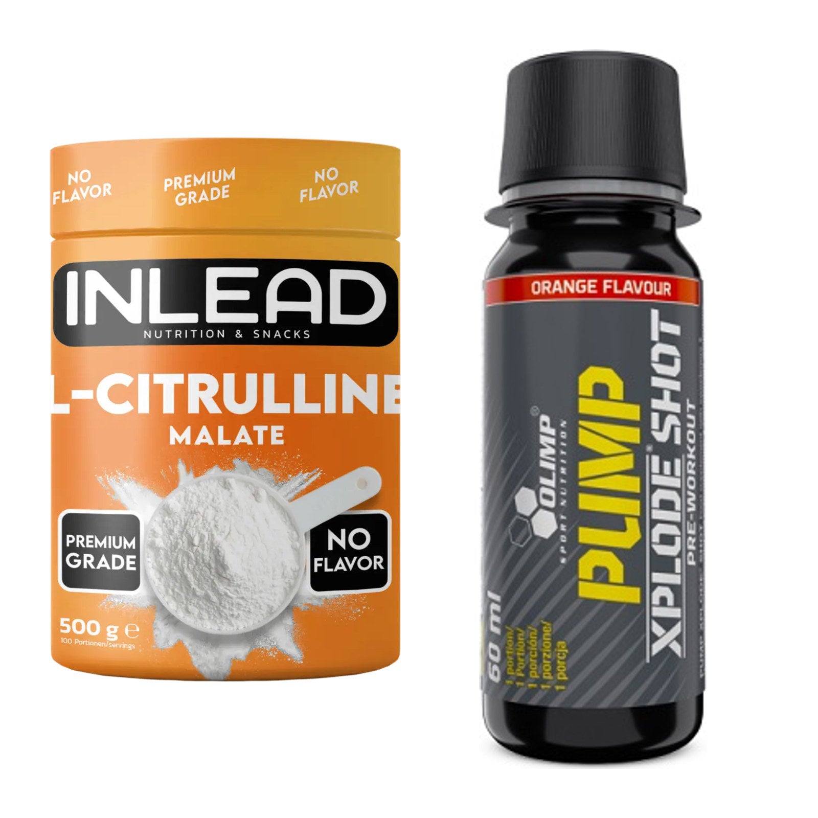 Pump-Set: INLEAD L-Citrullin Malat 2:1 + Olimp Pump Xplode Shot – alle enthaltenen Artikel