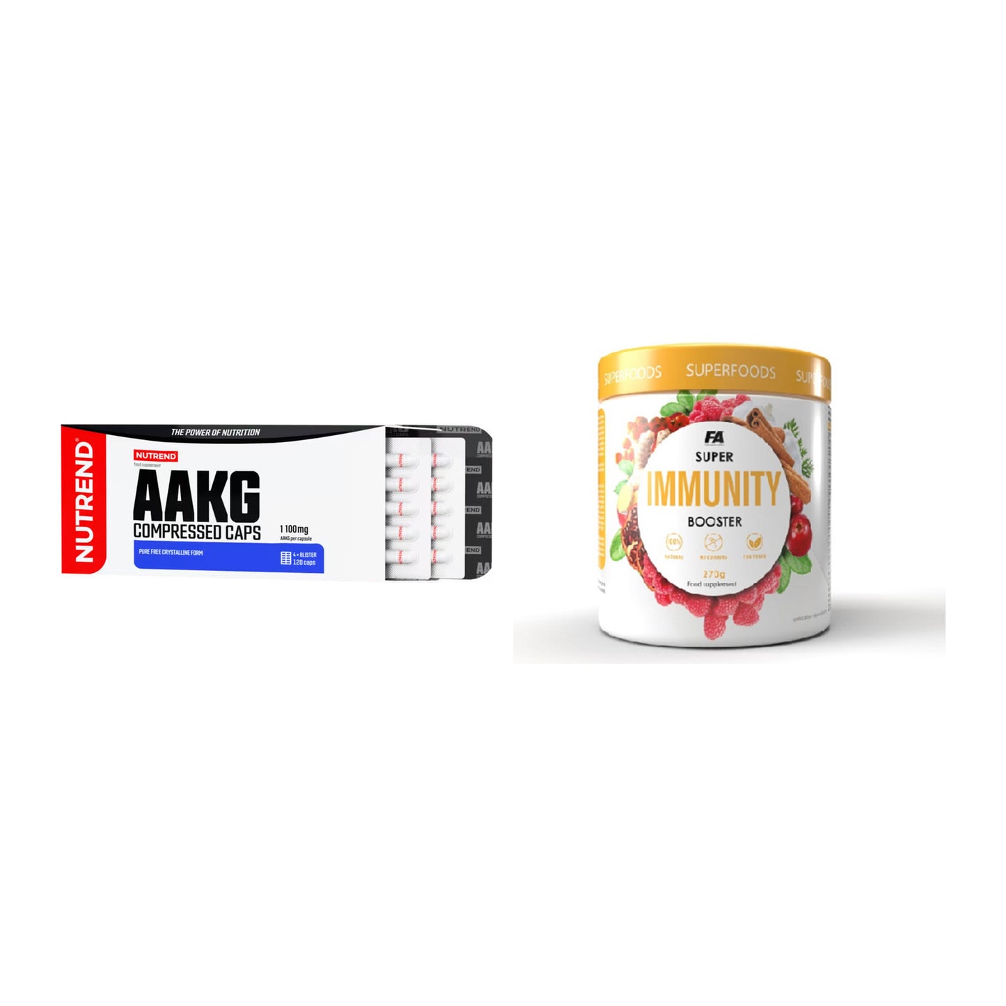 Pump-Set: Nutrend AAKG Compressed + FA Nutrition Wellnes Line – alle enthaltenen Artikel
