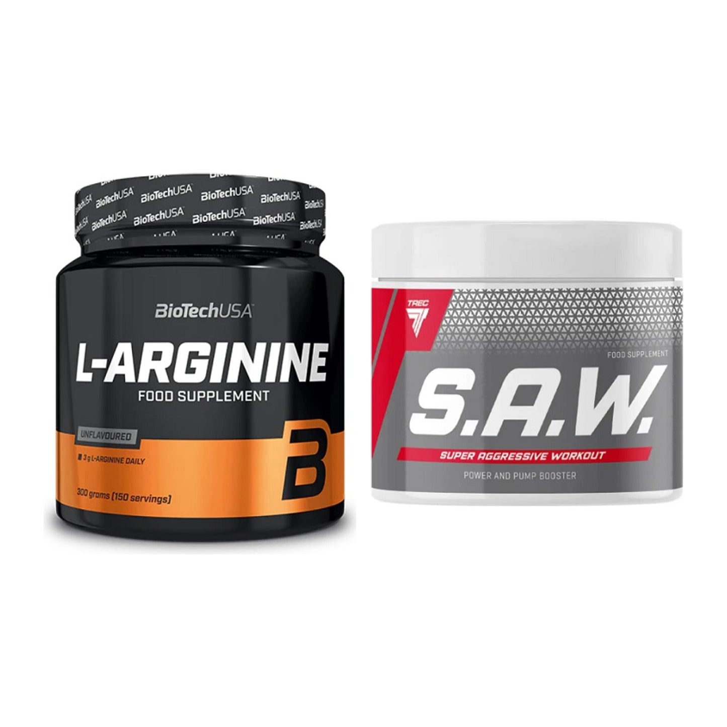 Pump-Set: BioTech L-Arginin + Trec Nutrition SAW Booster – alle enthaltenen Artikel