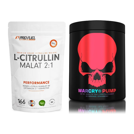 Pump-Set: ProFuel L-Citrullin Malat + Genius Nutrition Warcry PUMP – alle enthaltenen Artikel