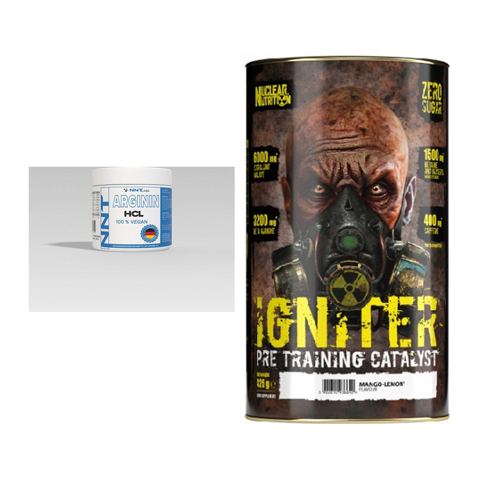 Pump-Set: NNT Arginin + Nuclear Nutrition IGNITER Booster – alle enthaltenen Artikel