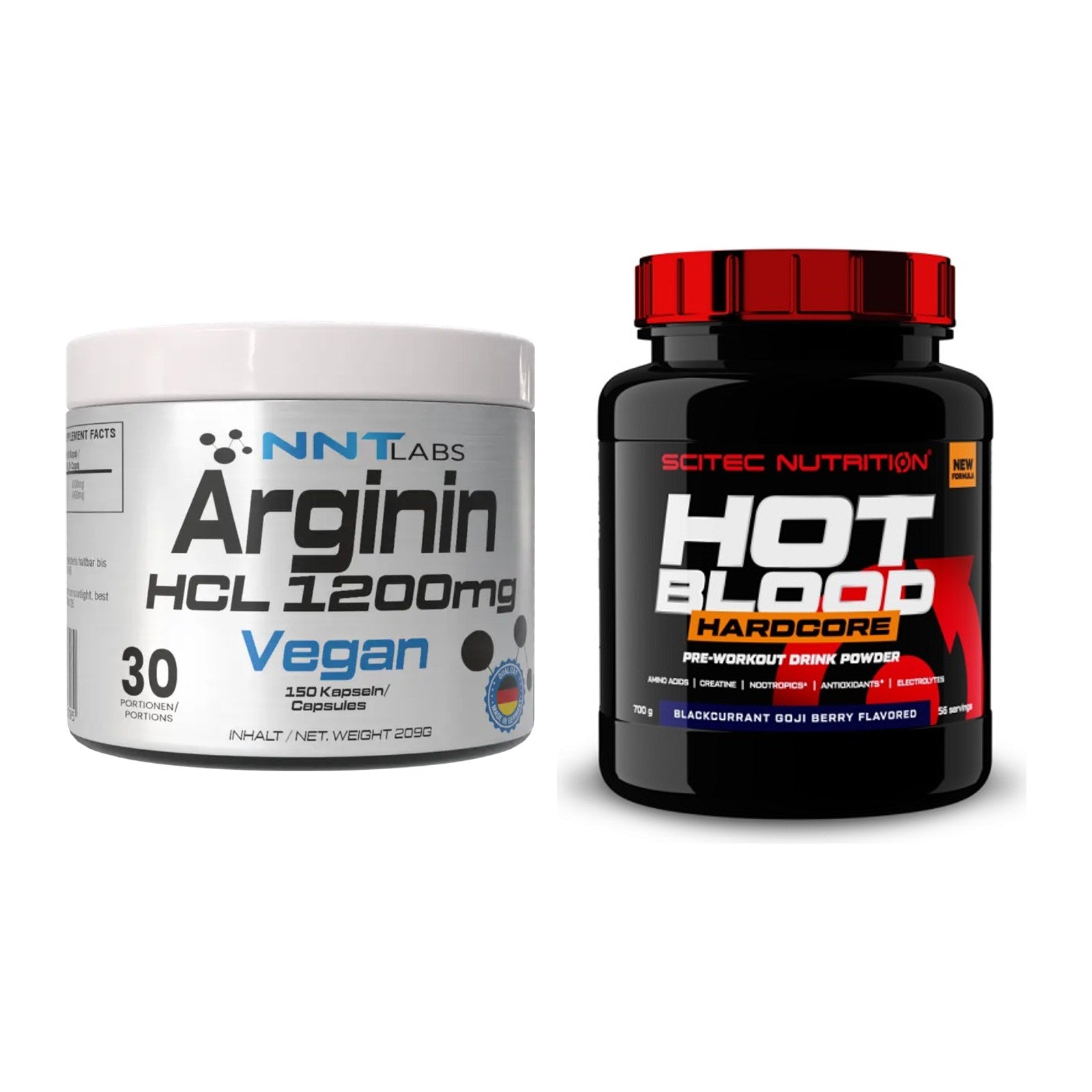 Pump-Set: NNT Arginin HCL 1200 mg + Scitec Hot Blood Hardcore – alle enthaltenen Artikel