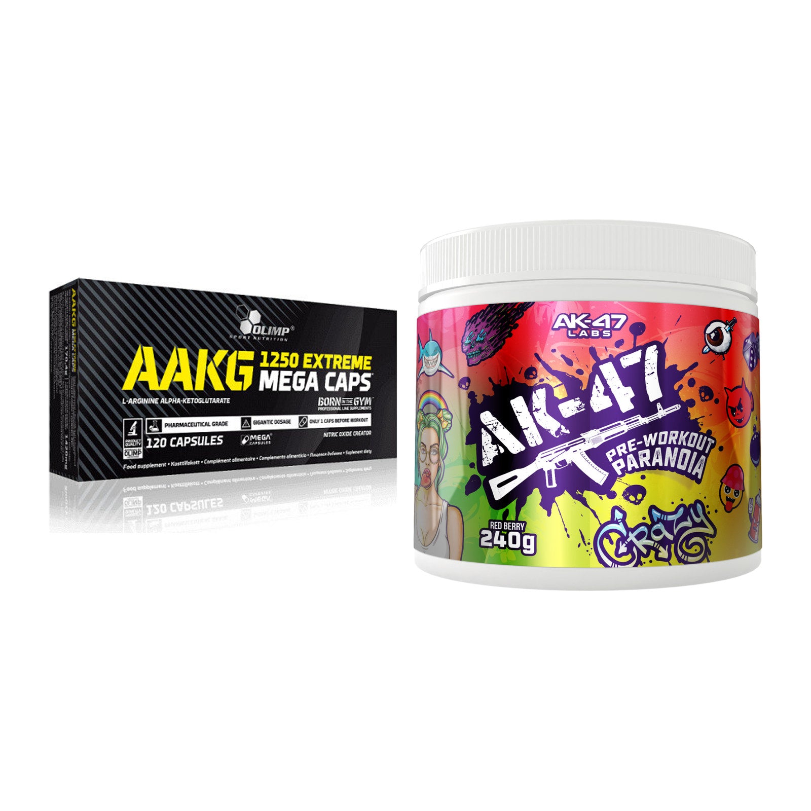 Pump-Set: Olimp AAKG Extreme Mega Caps + AK47 Labs Pre-Workout – alle enthaltenen Artikel