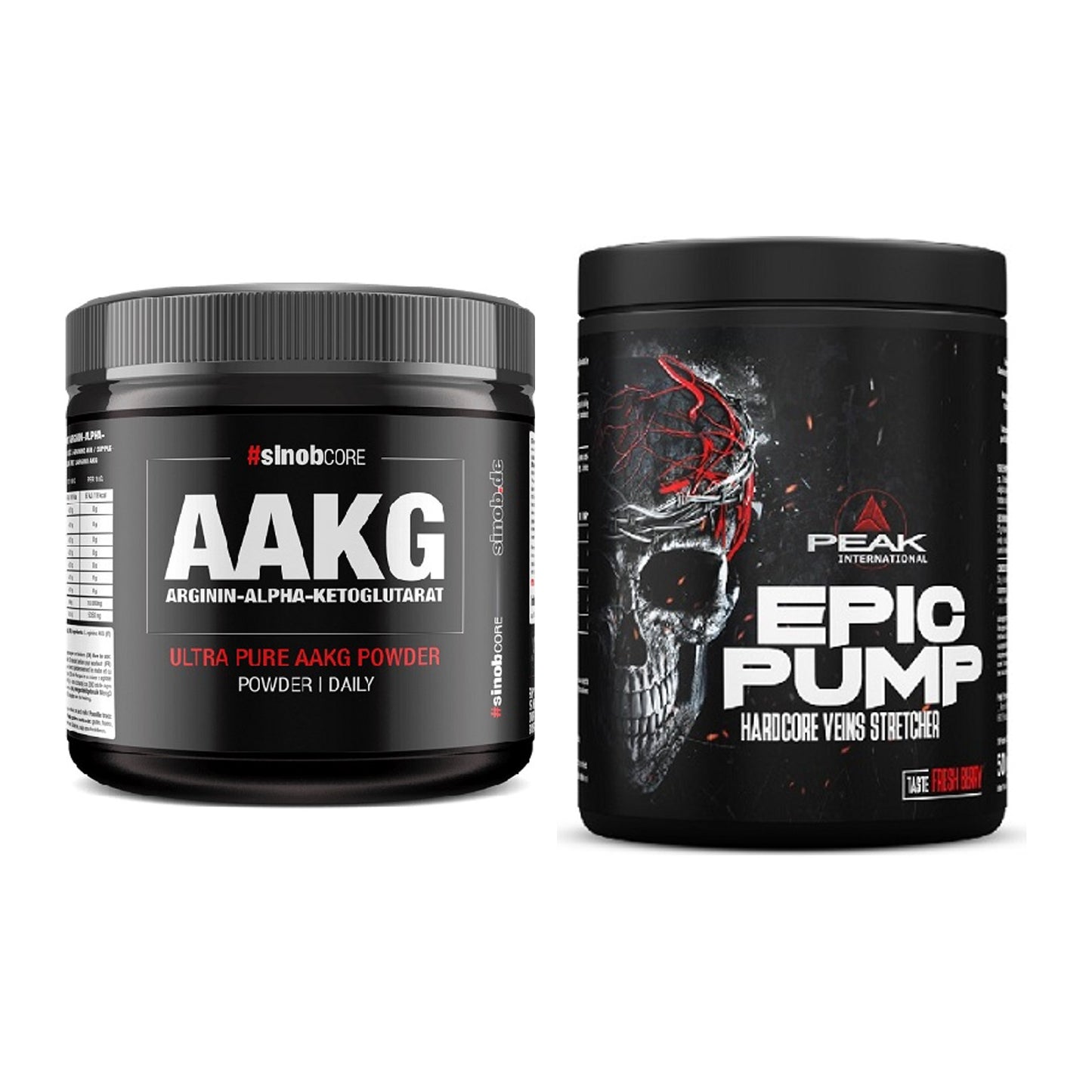 Pump-Set: Sinob Core Arginin AAKG Pulver + Peak EPIC Pump – alle enthaltenen Artikel
